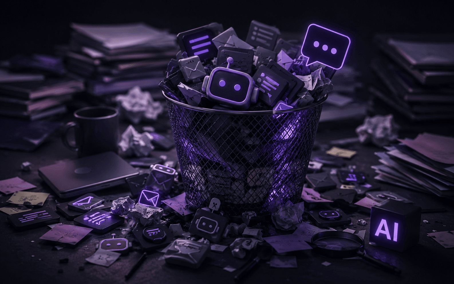 AI noise and clutter representing generic content overload